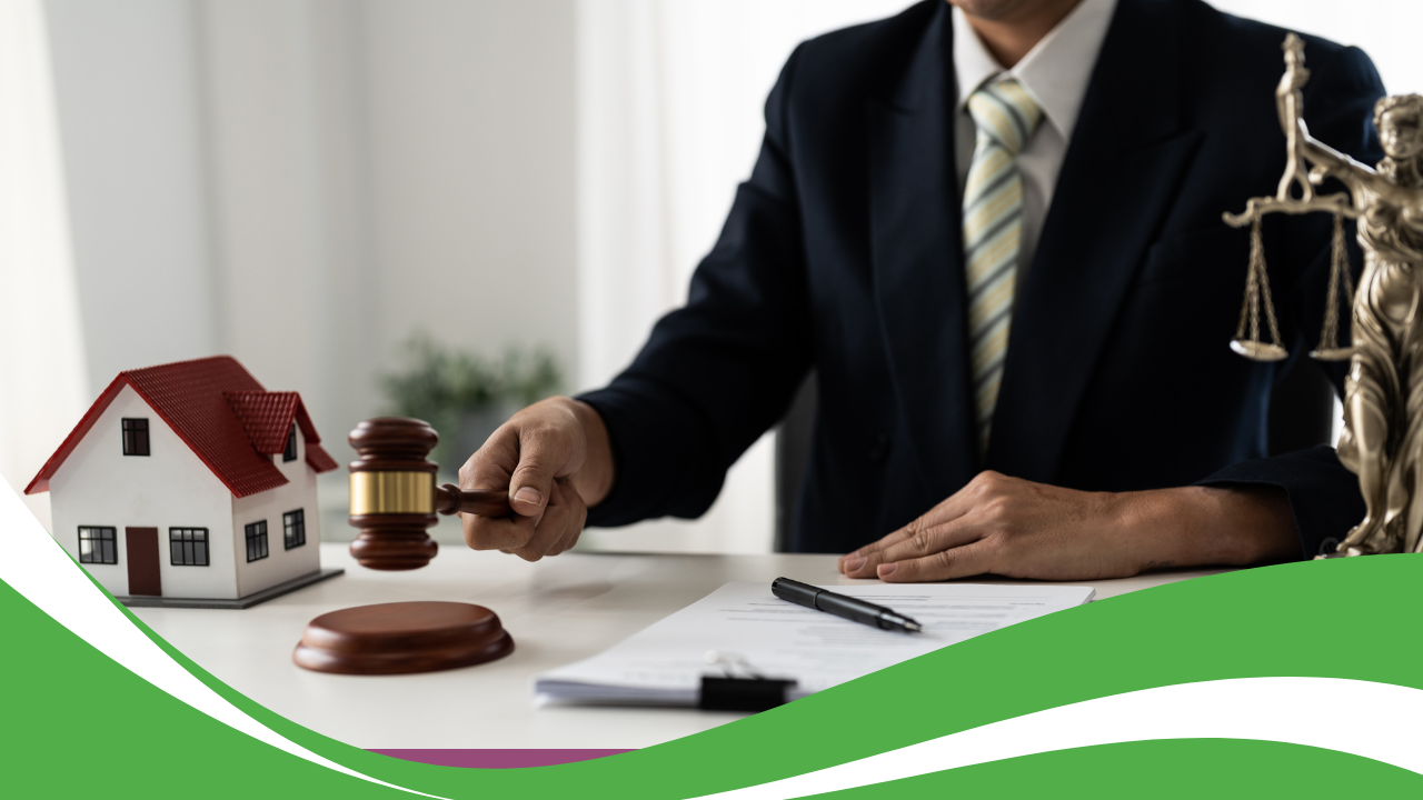 Symbolbild zur Mietregulierung mit Richterhammer und Wohnhaus als Darstellung von Mietpreisbremse und Kappungsgrenze