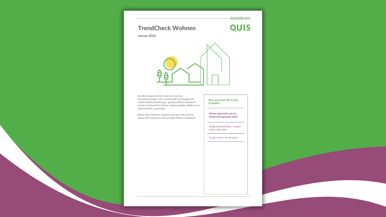 Titelblatt des TrendCheck Wohnen Januar 2026 mit Überblick zu Entwicklungen am Mietwohnungsmarkt