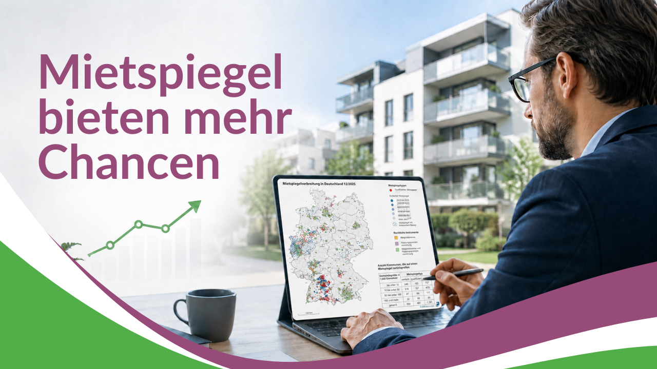 Deutschlandkarte zeigt die Mietspiegelverbreitung 12/2025 nach Mietspiegeltypen und rechtlichen Instrumenten
