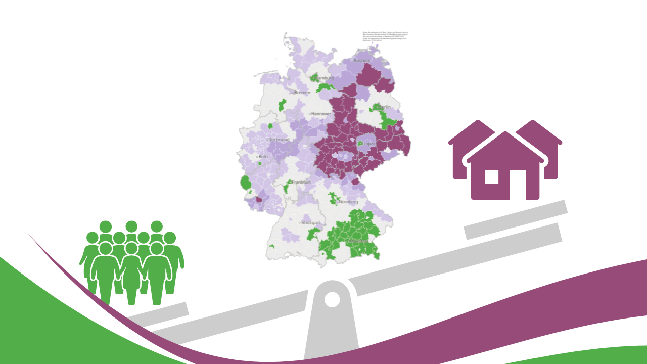 Deutschlandkarte mit regionaler Bevölkerungsverteilung